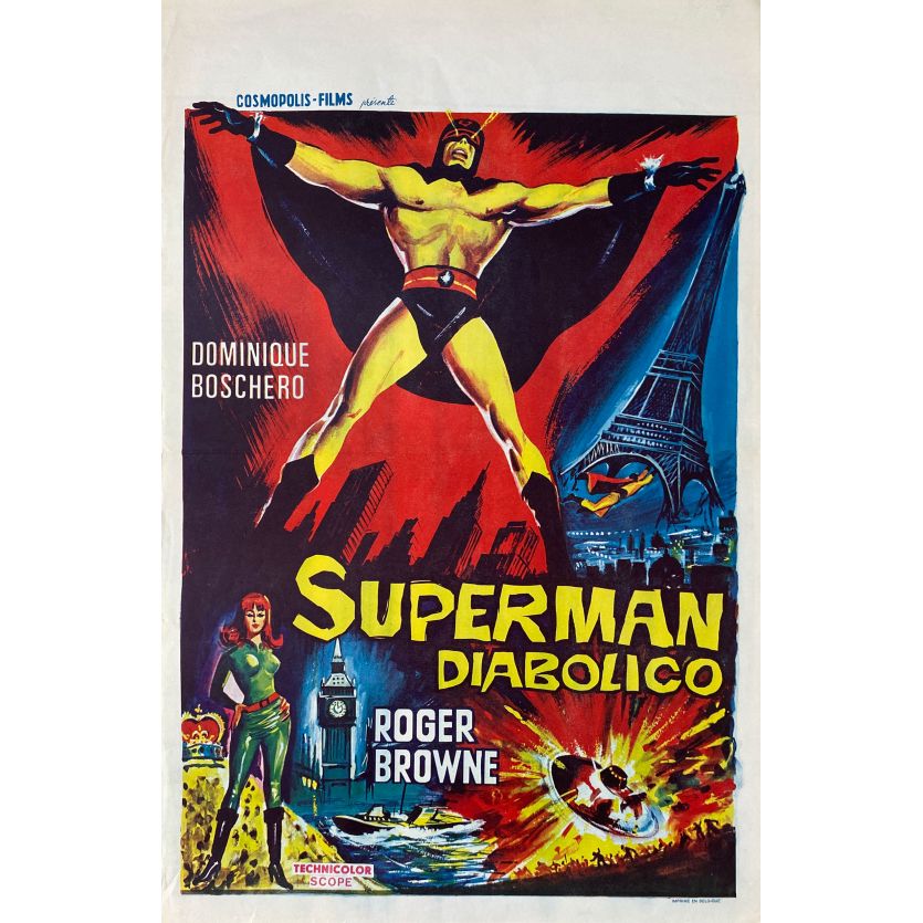 SUPERMAN LE DIABOLIQUE Affiche de film- 35x55 cm. - 1967 - Roger Browne, Sergio Grieco