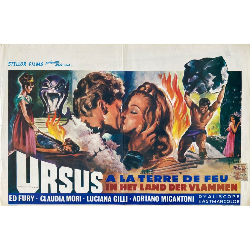 URSUS A LA TERRE DE FEU Affiche de film- 35x55 cm. - 1963 - Ed Fury, Giorgio Simonelli