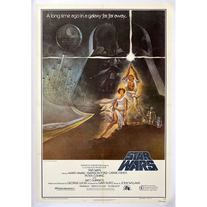 STAR WARS - LA GUERRE DES ETOILES Affiche de film US - RARE. Entoilée - 69x104 cm. - 1977