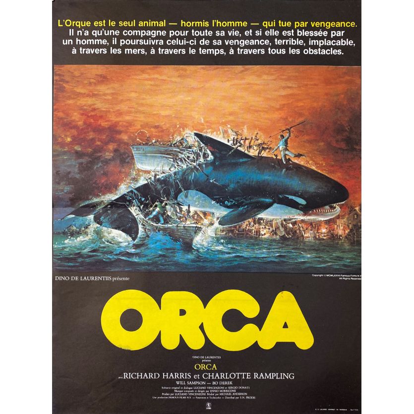 ORCA Affiche de film- 40x54 cm. - 1977 - Richard Harris, Michael Anderson