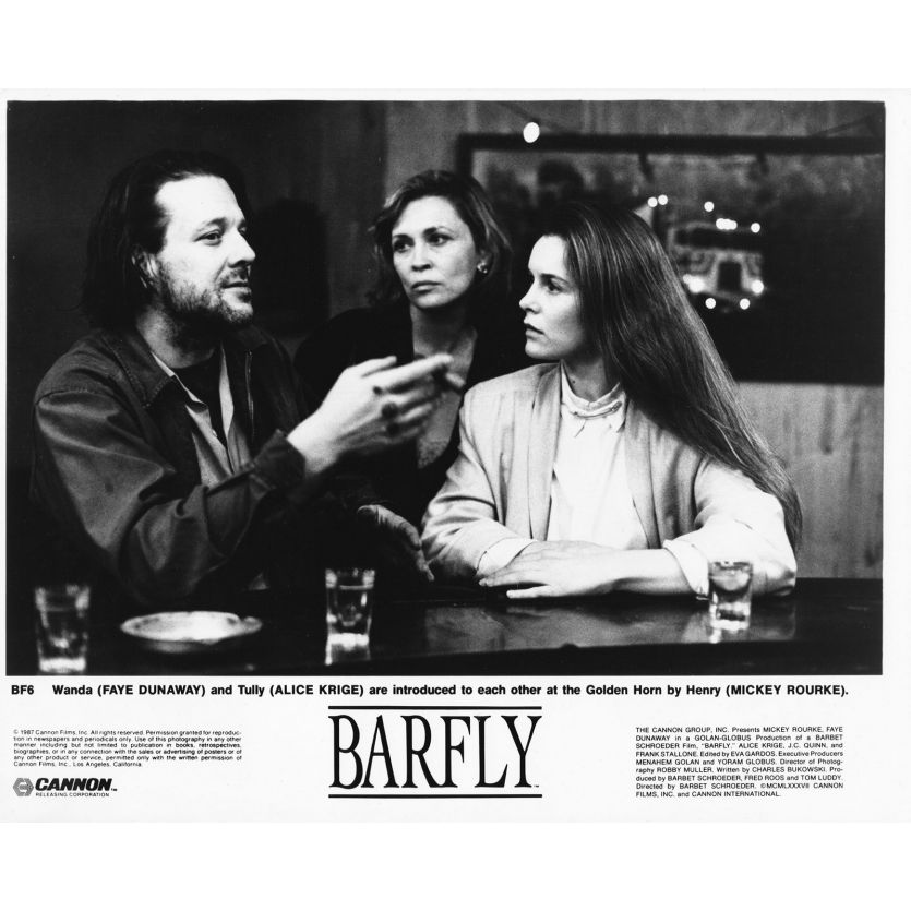 BARFLY Photo de presse BF6 - 20x25 cm. - 1987 - Mickey Rourke, Faye Dunaway, Barbet Schroeder