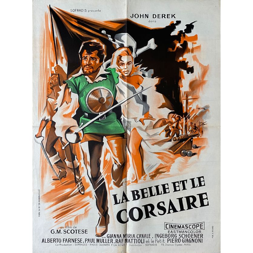 LA BELLE ET LE CORSAIRE Affiche de film- 60x80 cm. - 1957 - John Derek, John Derek