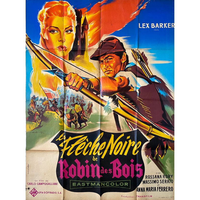 LA FLECHE NOIRE DE ROBIN DES BOIS Affiche de film- 120x160 cm. - 1958 - Lex Barker, Carlo Campogalliani