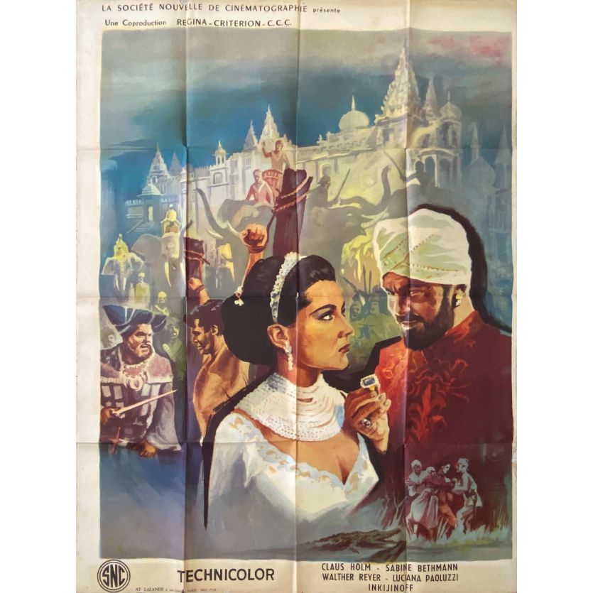 THE INDIAN TOMB Movie Poster Only one panel instead of one ! - 94x63 in. - 1959 - Fritz Lang, Debra Paget