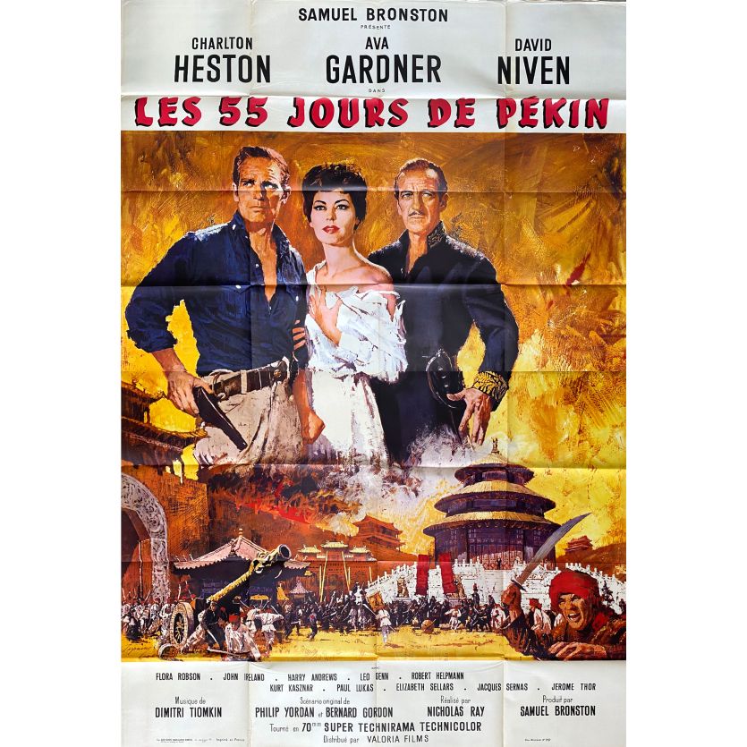 55 DAYS AT PEKING French Movie Poster 94x63 In 1963 In 2 Panels 