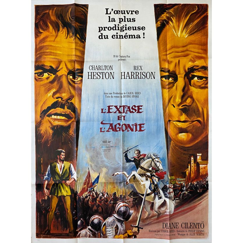 L'EXTASE ET L'AGONIE Affiche de film- 120x160 cm. - 1965 - Charlton Heston, Carol Reed