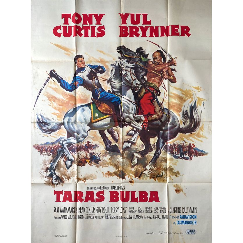 TARAS BULBA Affiche de film- 120x160 cm. - 1962 - Tony Curtis, Yul Brynner, J. Lee Thompson