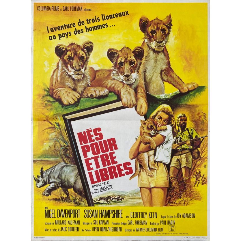 LIVING FREE Movie Poster- 15x21 in. - 1972 - Jack Couffer, Nigel Davenport