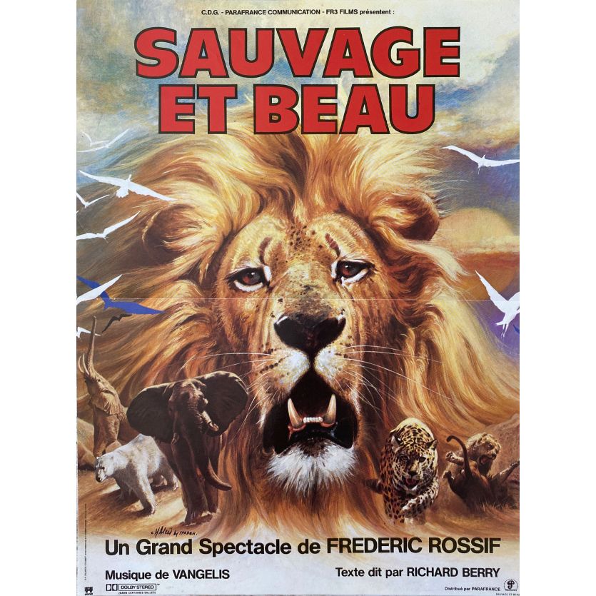 SAUVAGE ET BEAU Affiche de film- 40x54 cm. - 1984 - Richard Berry, Frédéric Rossif