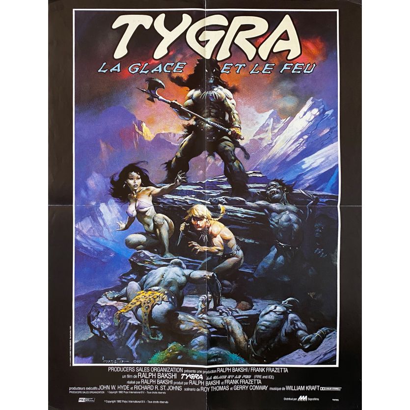 TYGRA LA GLACE ET LE FEU Affiche de film- 60x80 cm. - 1983 - Randy Norton, Ralph Bakshi