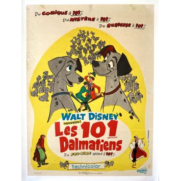 LES 101 DALMATIENS Affiche de film entoilée 1ère Sortie - 60x80 cm. - 1961 - Rod Taylor, Walt Disney