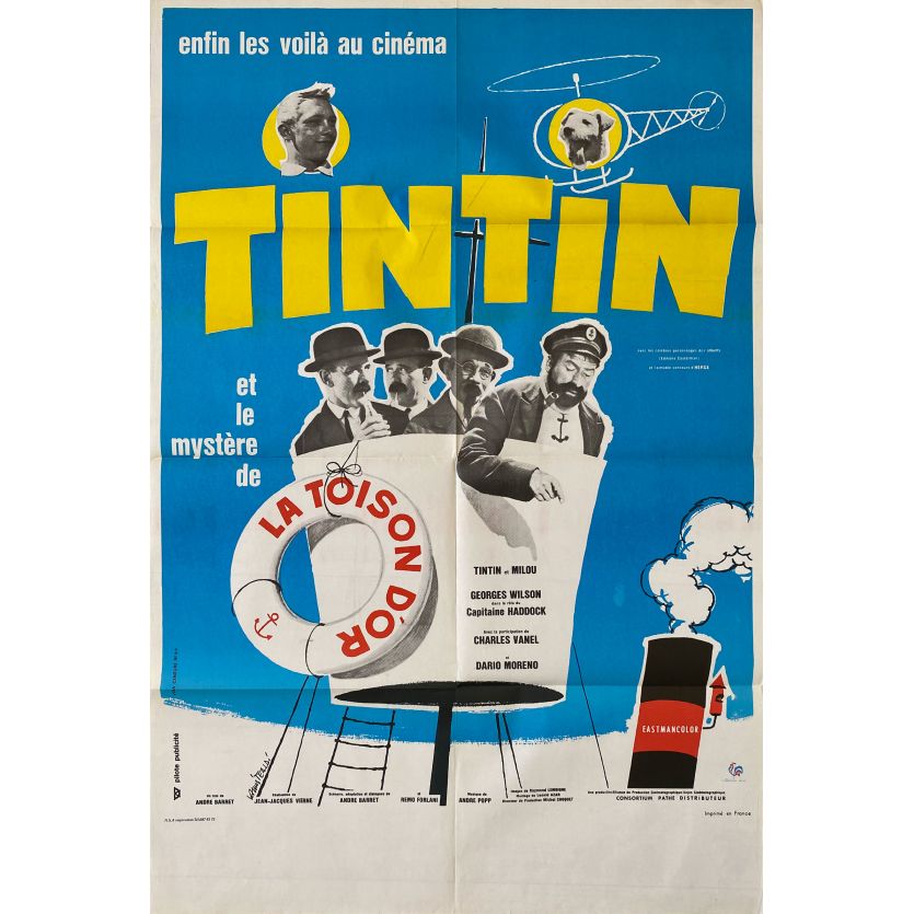 TINTIN ET LA TOISON D'OR Affiche de film- 80x120 cm. - 1961 - Georges Wilson,, Jean-Jacques Vierne