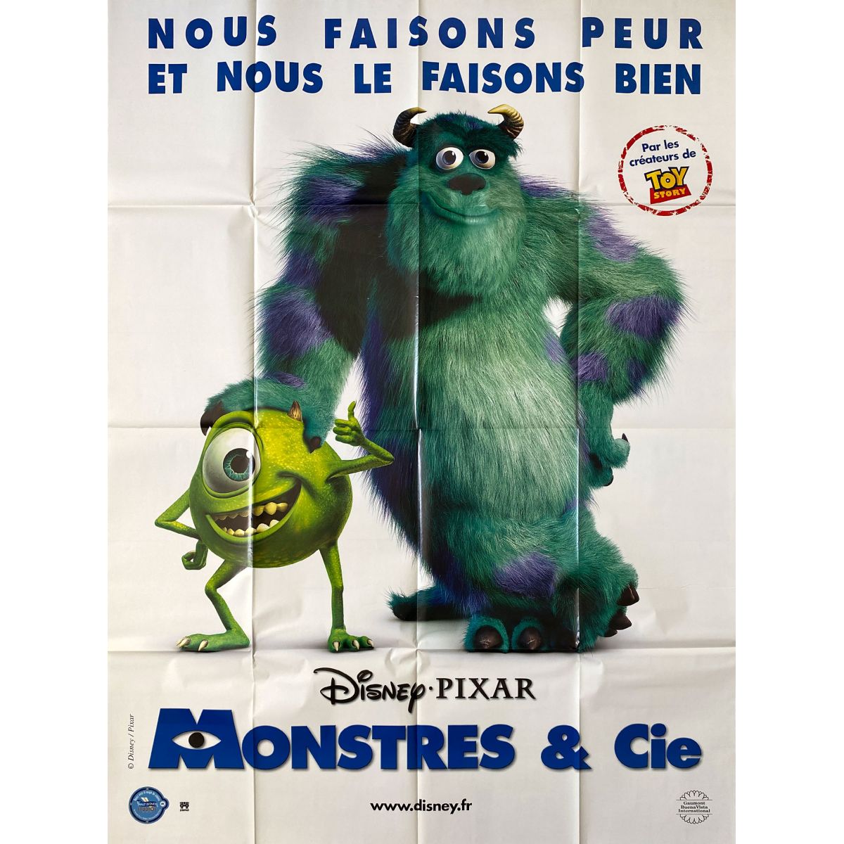 MONSTERS INC French Movie Poster - 47x63 in. - 2001