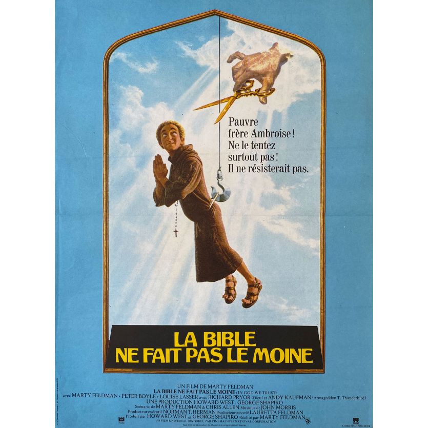 IN GOD WE TRUST French Movie Poster 15x21- 1980 - Marty Feldman, Peter Boyle