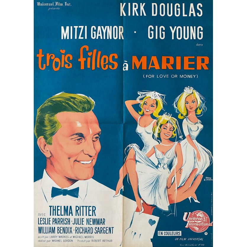 TROIS FILLES A MARIER Affiche de film- 60x80 cm. - 1963 - Kirk Douglas, Michael Gordon