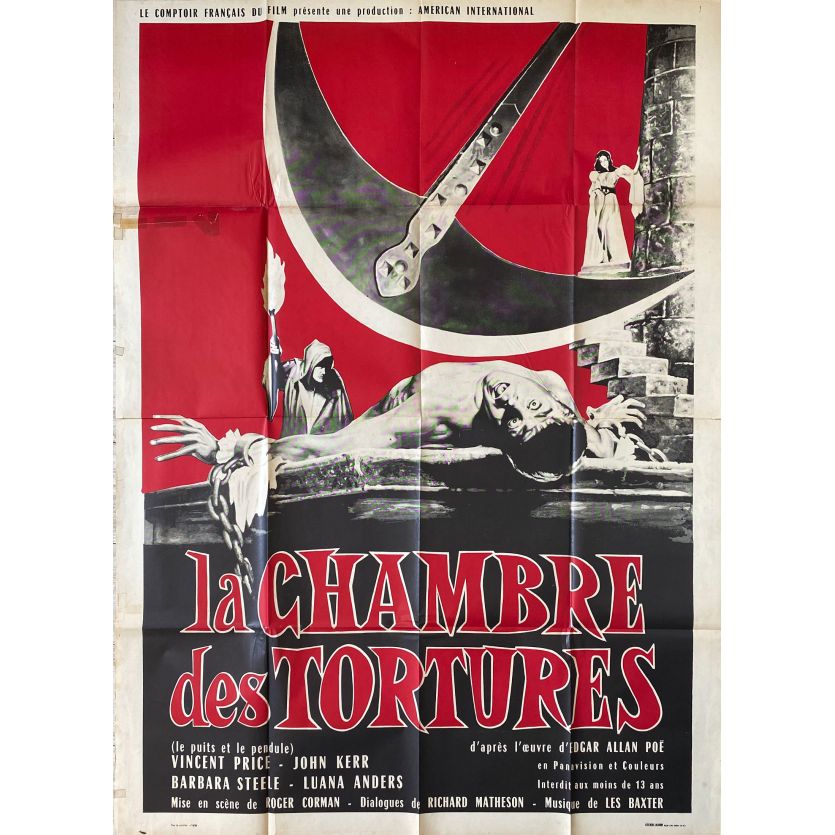 LA CHAMBRE DES TORTURES Affiche de film- 120x160 cm. - 1961 - Vincent Price, Barbara Steele, Roger Corman