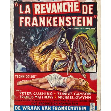 LA REVANCHE DE FRANKENSTEIN Affiche de film- 35x55 cm. - 1958 - Peter Cushing, Terence Fisher