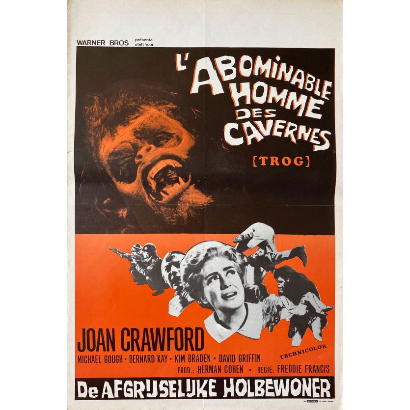 TROG Movie Poster- 14x21 in. - 1970 - Freddie Francis, Joan Crawford