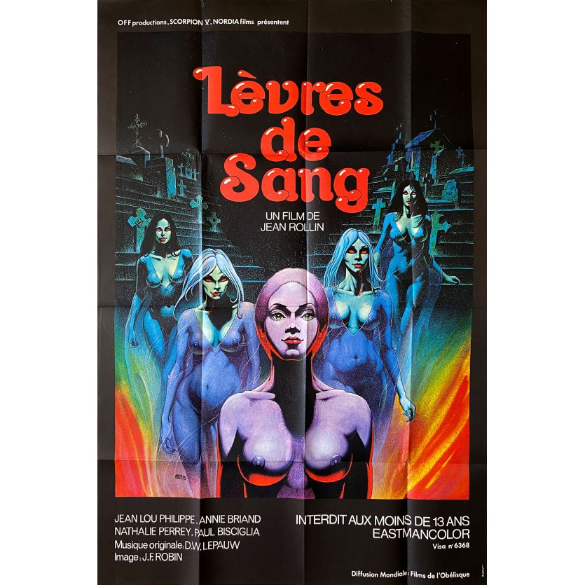 LEVRES DE SANG Affiche de film- 80x120 cm. - 1975 - Jean-Loup Philippe, Jean Rollin