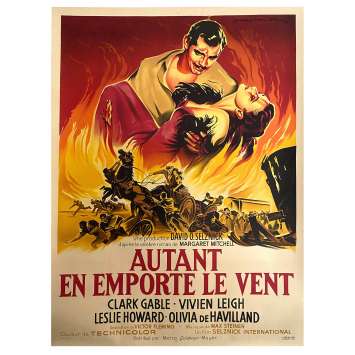 AUTANT EN EMPORTE LE VENT Affiche de film entoilée- 120x160 cm. - 1939/R1955 - Clark Gable, Victor Flemming