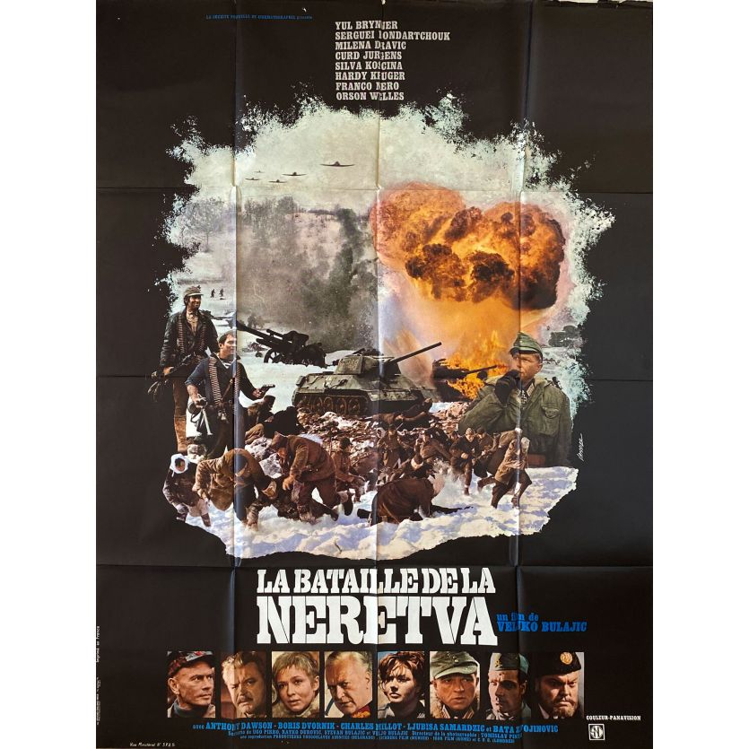 LA BATAILLE DE LA NERETVA Affiche de film- 120x160 cm. - 1969 - Yul Brynner, Veljko Bulajic