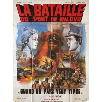 LA BATAILLE DU PONT DE MILOVA Affiche de film- 120x160 cm. - 1975 - Silviu Stanculescu, Doru Nastase