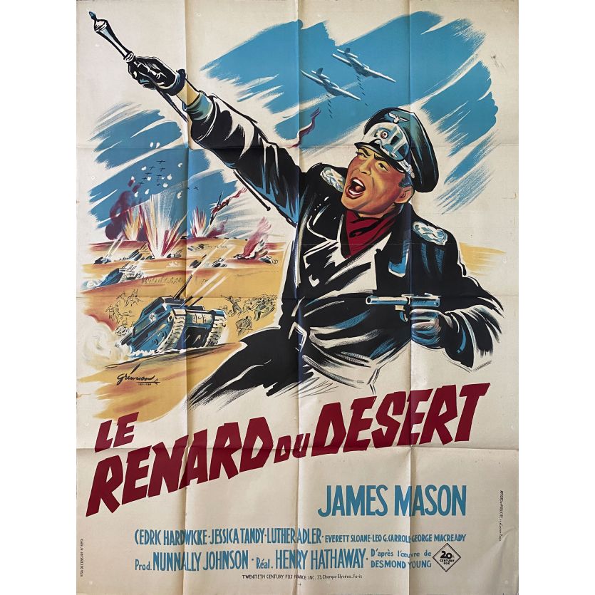LE RENARD DU DESERT Affiche de film- 120x160 cm. - 1951 - James Mason, Henry Hathaway