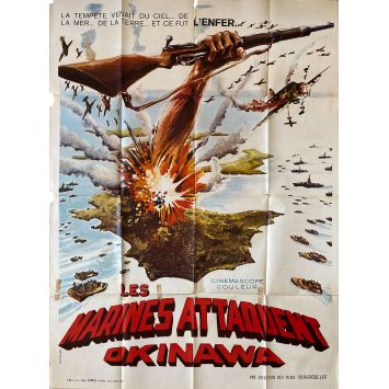 LES MARINES ATTAQUENT A OKINAWA Affiche de film- 120x160 cm. - 1971 - Keiju Kobayashi, Kihachi Okamoto