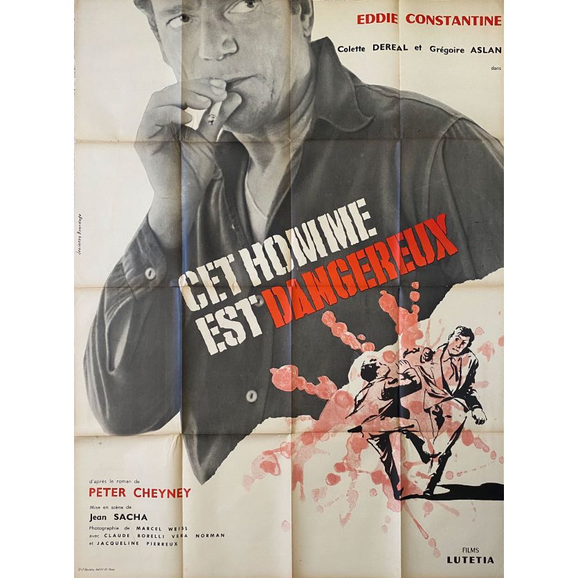 THIS MAN IS DANGEROUS Movie Poster- 47x63 in. - 1953 - Jean Sacha, Eddie Constantine