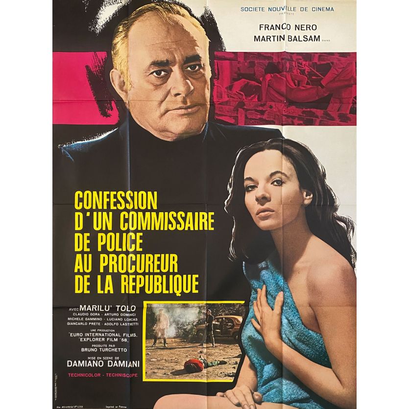 CONFESSION D'UN COMMISSAIRE DE POLICE Affiche de film- 120x160 cm. - 1971 - Franco Nero, Damiano Damiani
