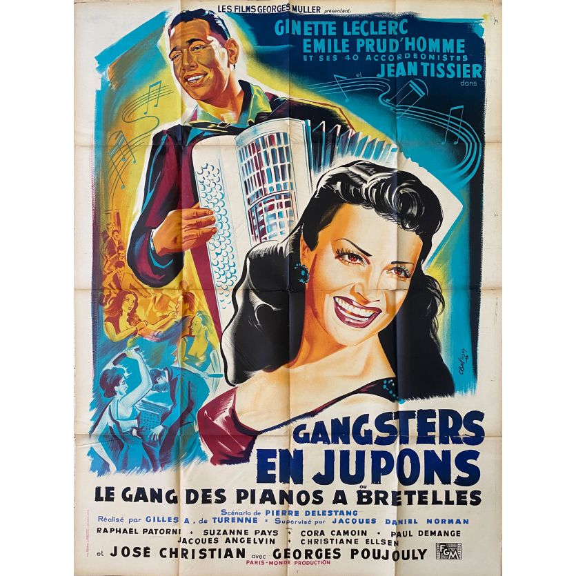 LE GANG DES PIANOS A BRETELLES Affiche de film- 120x160 cm. - 1953 - Ginette Leclerc, Gilles de Turenne