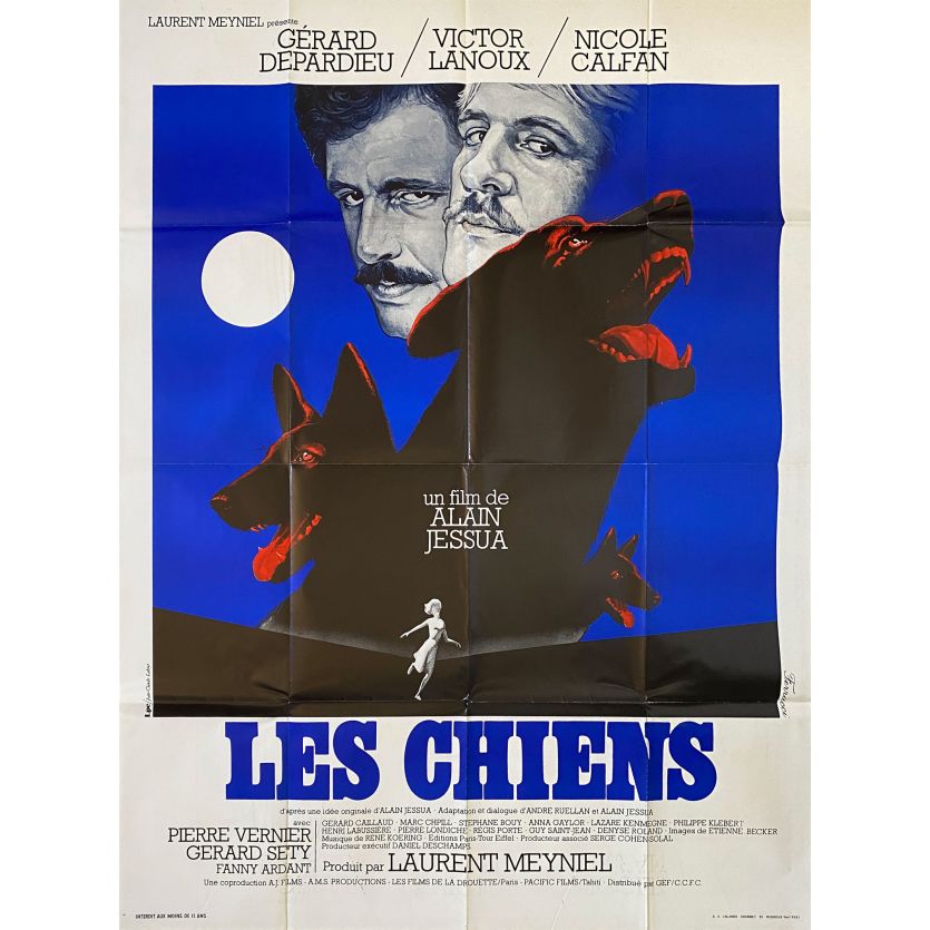 LES CHIENS Affiche de film- 120x160 cm. - 1979 - Gérard Depardieu, Alain Jessua