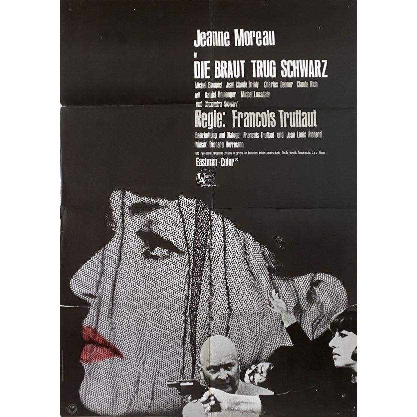 THE BRIDE WORE BLACK Movie Poster- 23x33 in. - 1968 - François Truffaut, Jeanne Moreau