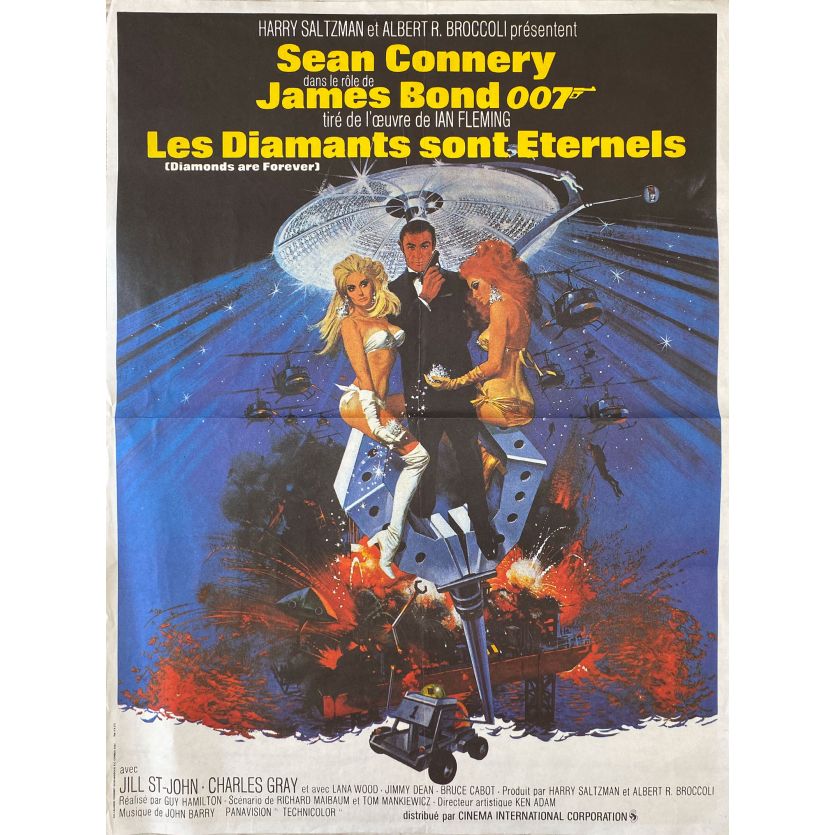 LES DIAMANTS SONT ETERNELS Affiche de film- 40x54 cm. - 1971/R1980 - Sean Connery, James Bond