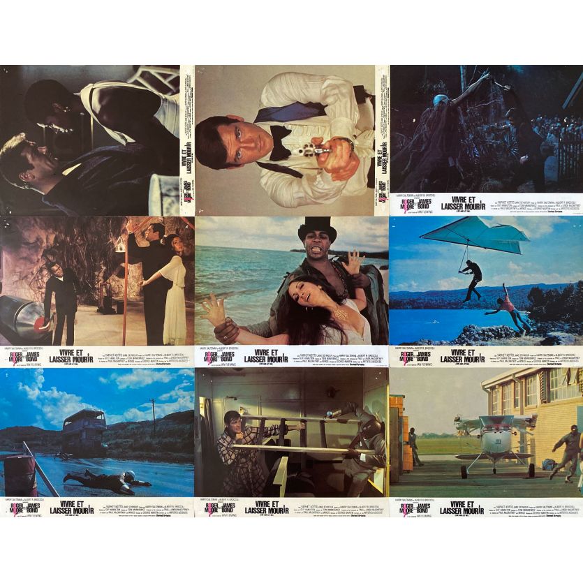 LIVE AND LET DIE Lobby Cards x9 - Set A - 9x12 in. - 1973 - James Bond, Roger Moore