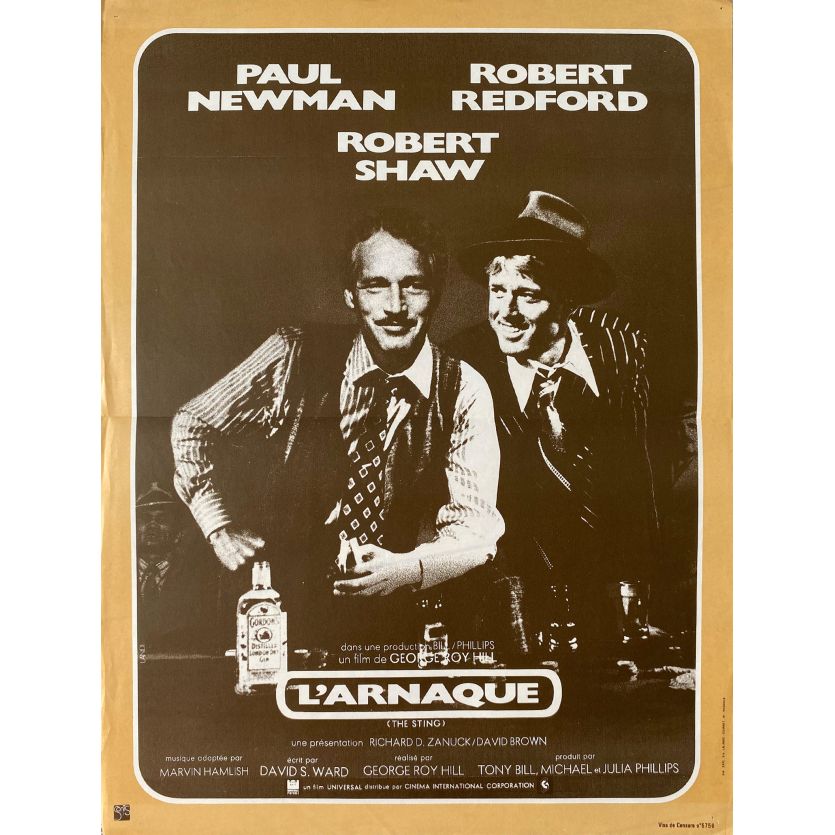 L'ARNAQUE Affiche de film- 40x54 cm. - 1973 - Paul Newman, Robert Redford, George Roy Hill