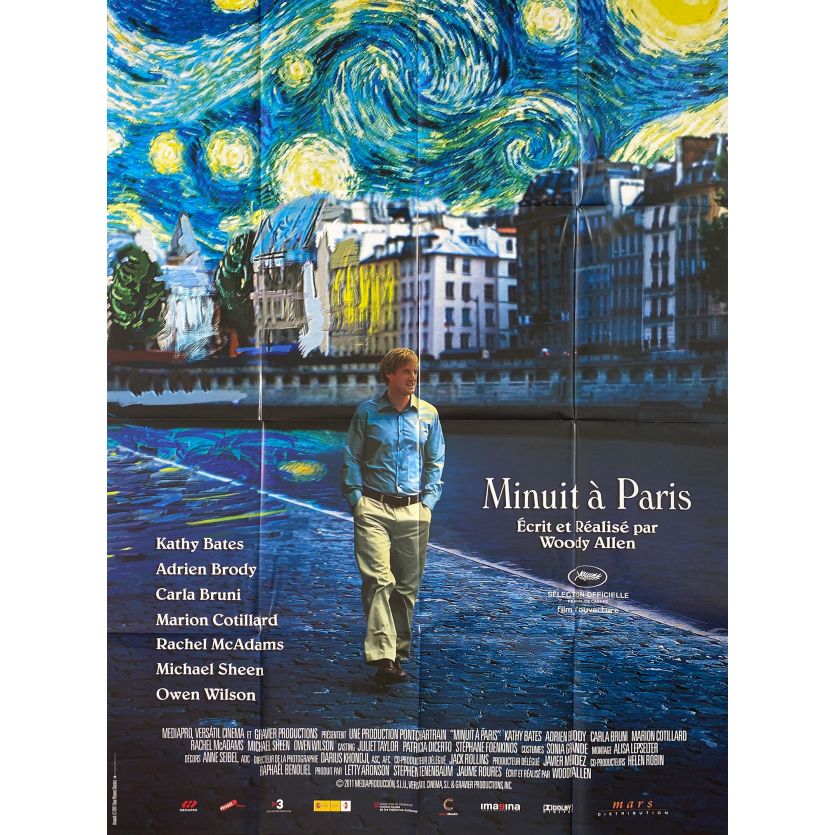 MINUIT A PARIS Affiche de film- 120x160 cm. - 2011 - Owen Wilson, Woody Allen