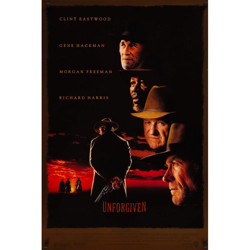 IMPITOYABLE Affiche de film- 69x102 cm. - 1992 - Gene Hackman, Clint Eastwood
