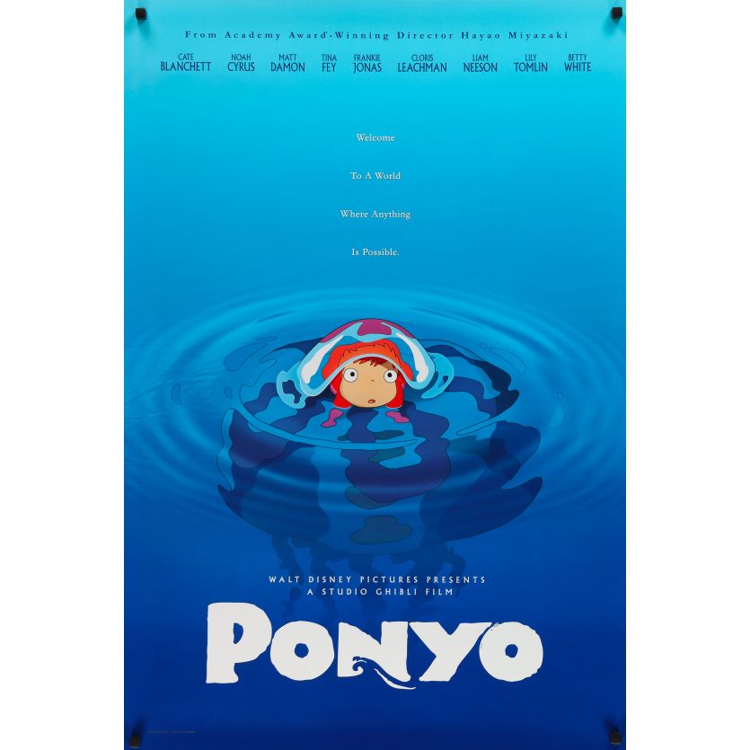 PONYO SUR LA FALAISE Affiche de film Prev. - 69x102 cm. - 2008 - Hayao Miyazaki, Studio Ghibli