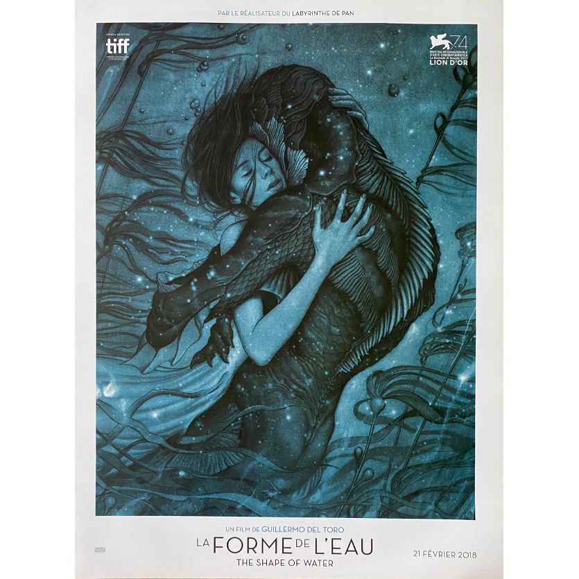 LA FORME DE L'EAU Rare Affiche de film Prev. 40x54 cm - 2017 - Guillermo Del Toro