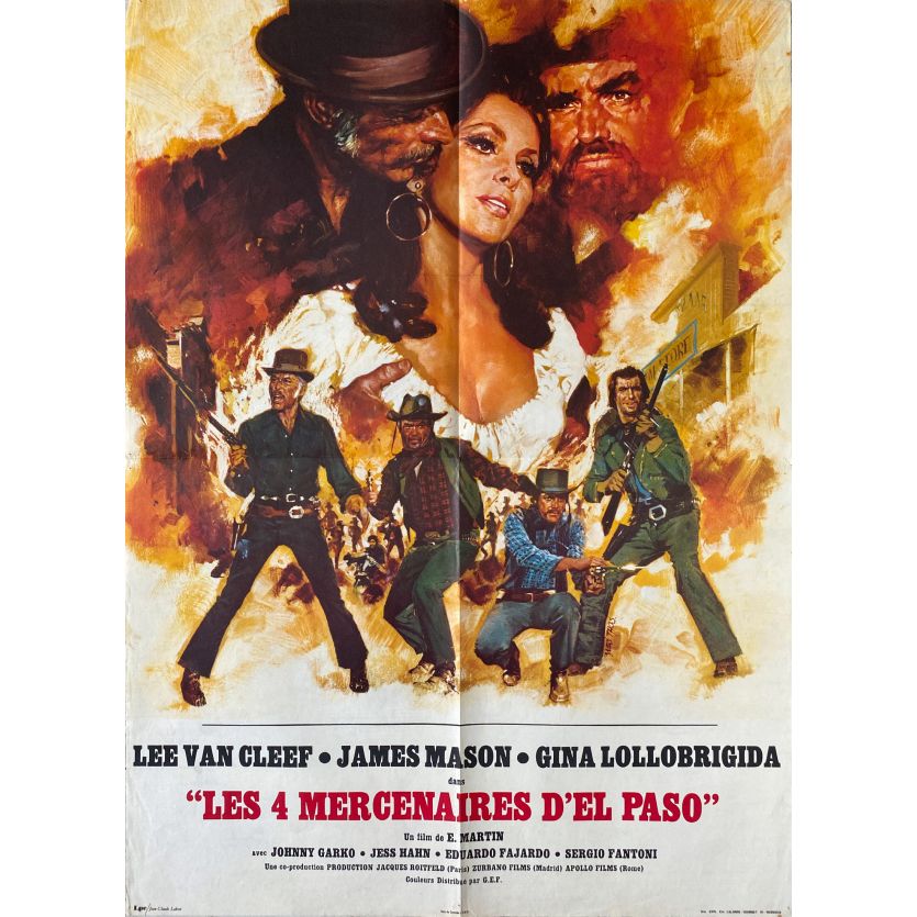 LES 4 MERCENAIRES D'EL PASO Affiche de film- 60x80 cm. - 1971 - Lee Van Cleef, Eugenio Martín