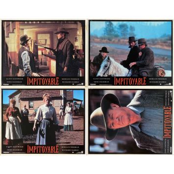UNFORGIVEN Lobby Cards x4 - 9x12 in. - 1992 - Clint Eastwood, Gene Hackman