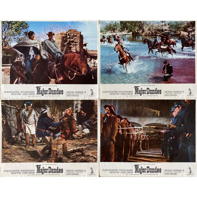 MAJOR DUNDEE Lobby Cards x6 - 9x12 in. - 1965 - Sam Peckinpah, Charlton Heston