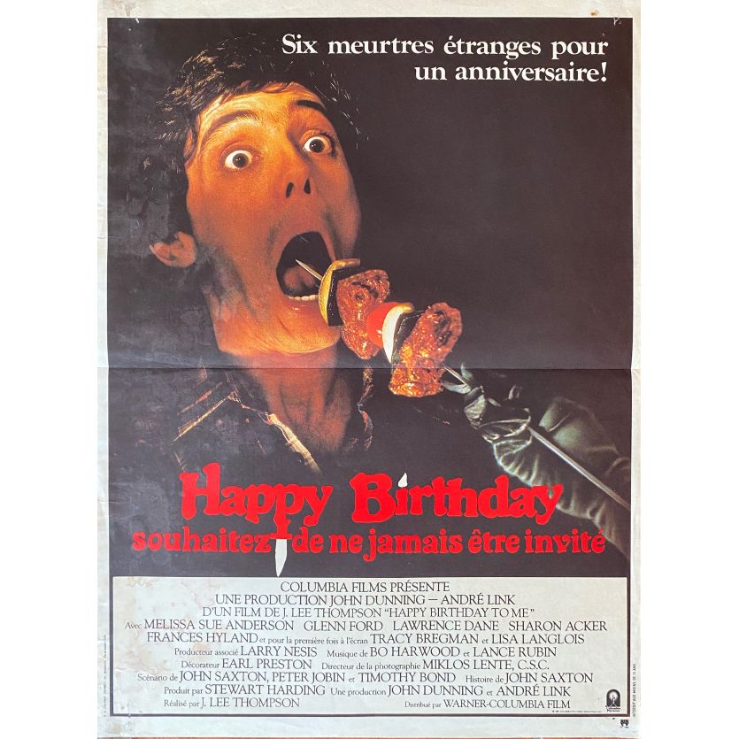 HAPPY BIRTHDAY TO ME Movie Poster- 15x21 in. - 1981 - J. Lee Thompson, Melissa Sue Anderson