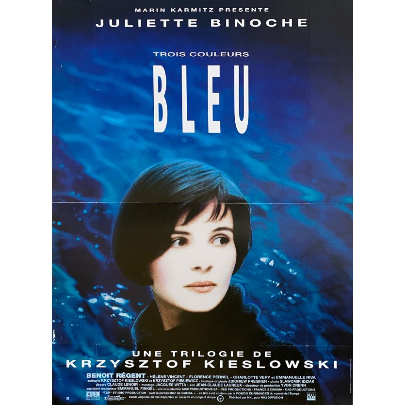 THREE COLORS - BLUE Movie Poster- 15x21 in. - 1993 - Krzysztof Kieslowski, Juliette Binoche