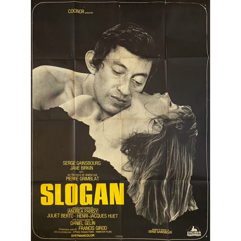 SLOGAN Affiche de film- 120x160 cm. - 1969 - Serge Gainsbourg, Jane Birkin, Pierre Grimblat