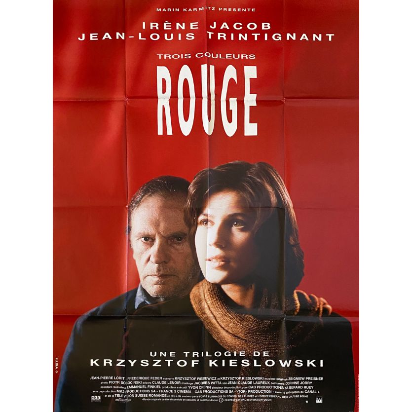 TROIS COULEURS - ROUGE Affiche de film- 120x160 cm. - 1994 - Irene Jacob, Jean-Louis Trintignant, Krzysztof Kieslowski