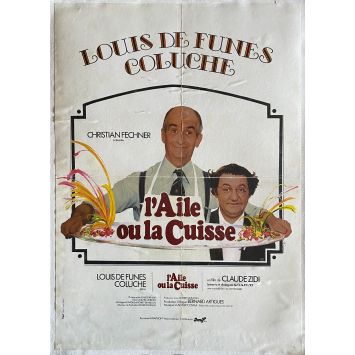 L'AILE OU LA CUISSE Affiche de film entoilée- 40x60 cm. - 1976 - Louis de Funès, Coluche, Claude Zidi