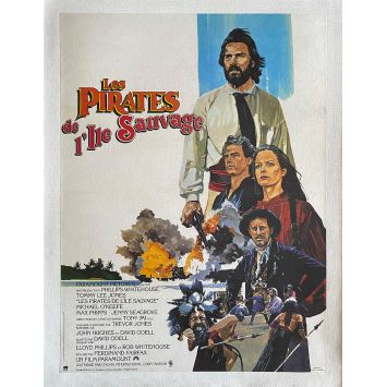 LES PIRATES DE L'ILE SAUVAGE Affiche de film entoilée- 40x60 cm. - 1983 - Tommy Lee Jones, Ferdinand Fairfax