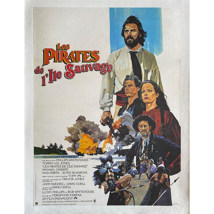 LES PIRATES DE L'ILE SAUVAGE Affiche de film entoilée- 40x60 cm. - 1983 - Tommy Lee Jones, Ferdinand Fairfax